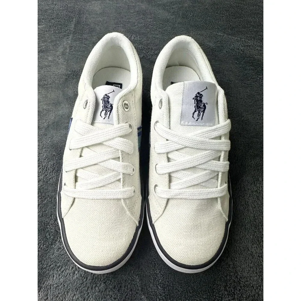 Polo Ralph Lauren kids Giles Canvas Shoes Size 13.5  White/ Bright Blue Canvas